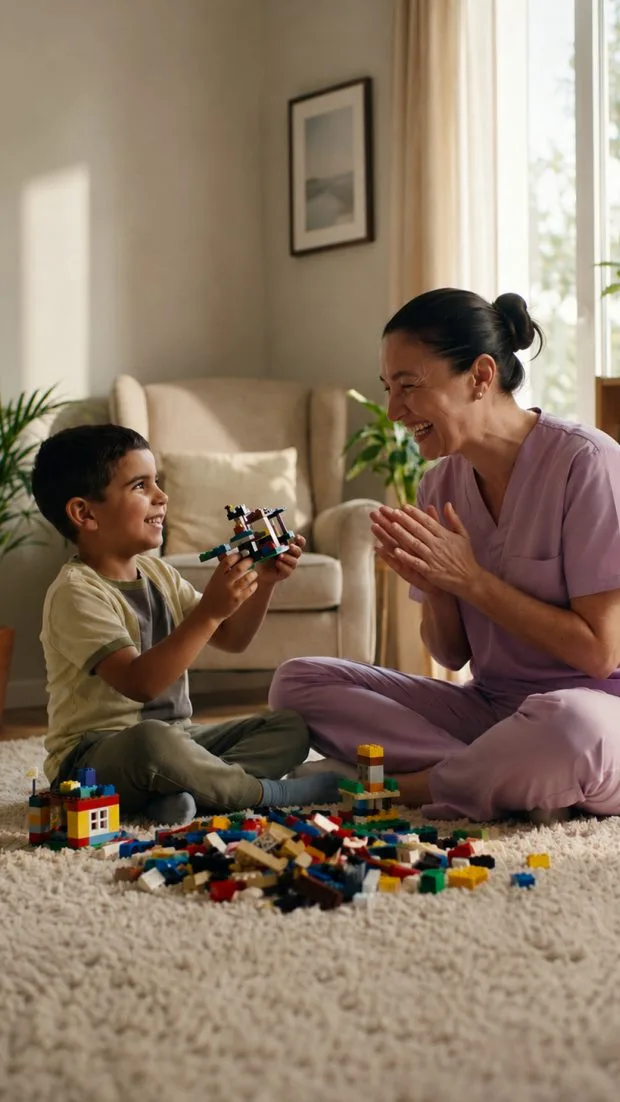 Home care — Community health and family care. A human-centred scene in a care setting, generated end to end.